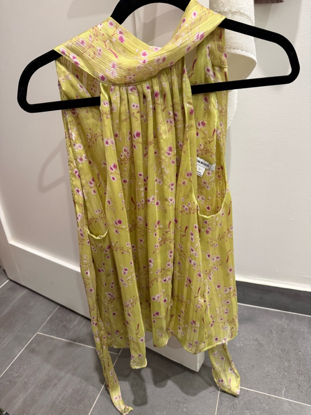 Yellow Floral Sleeveless Halter Top
